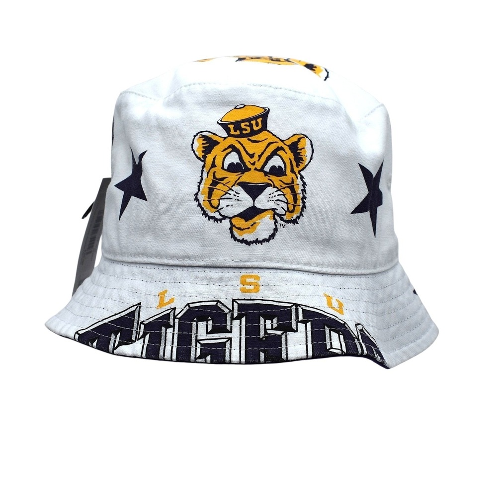 '47 Brand LSU Tigers Womens Energize Bucket Hat NCAA OSFM White Purple Gold NWT